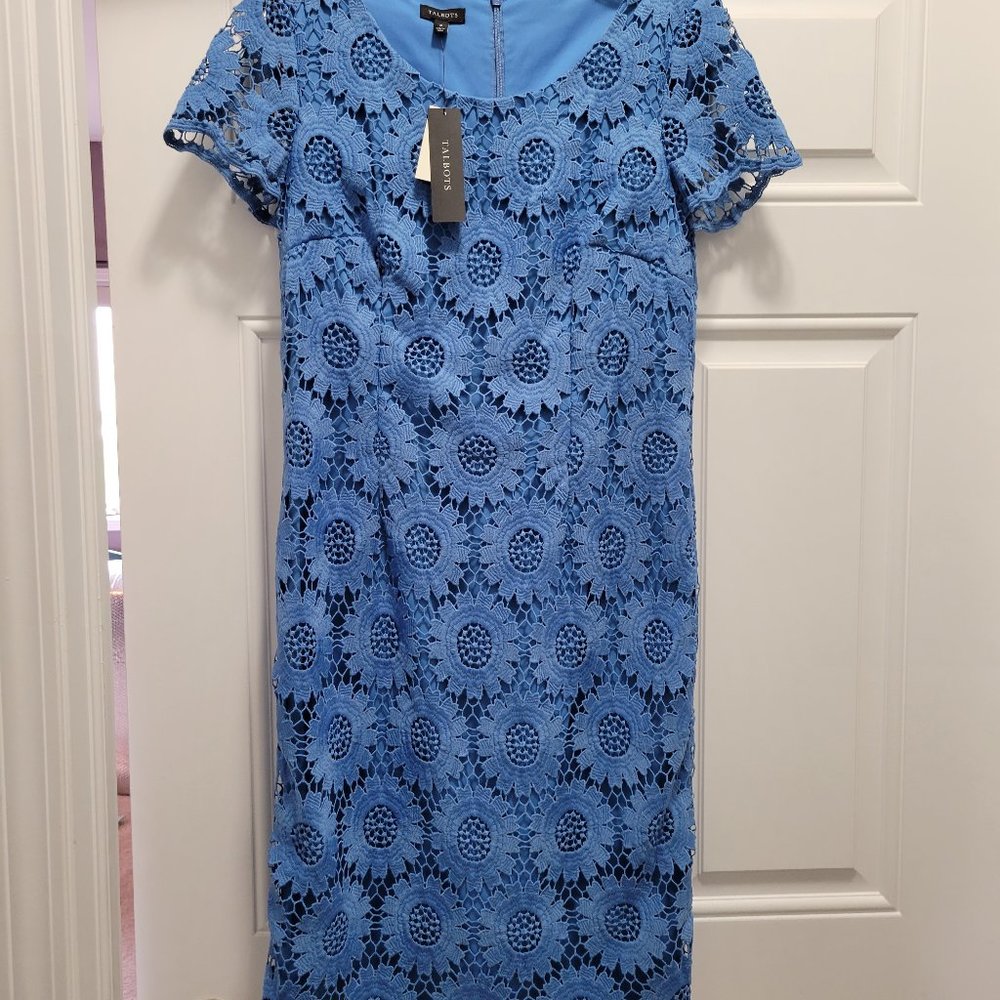 Talbots Blue Lace Sheath Dress Size 4 - NEW with tags